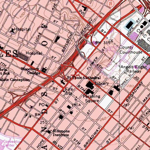 Topographic Map of Paul Hastings Tower, CA