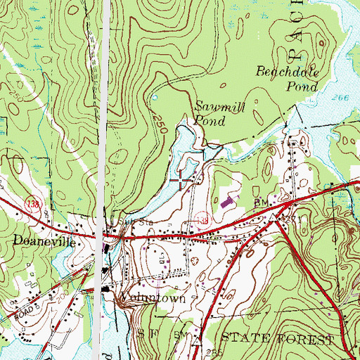 Topographic Map of Sawmill Pond, CT