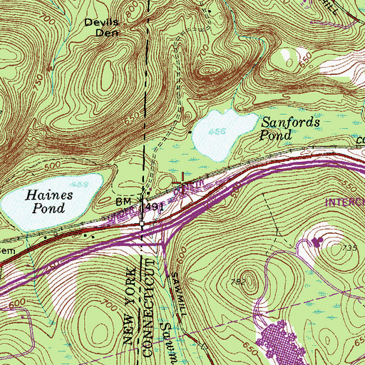 Topographic Map of Sawmill River, CT