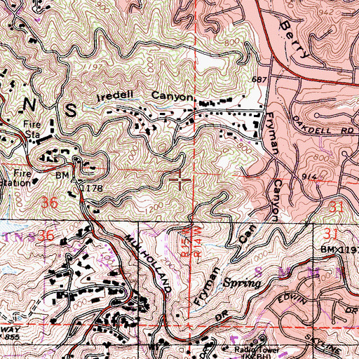 Topographic Map of Gene Autry Ridge, CA