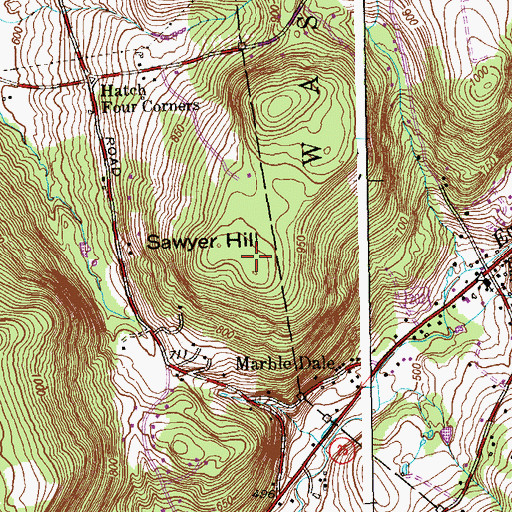Topographic Map of Sawyer Hill, CT