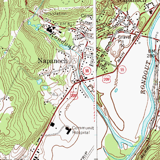 Topographic Map of Napanoch School (historical), NY