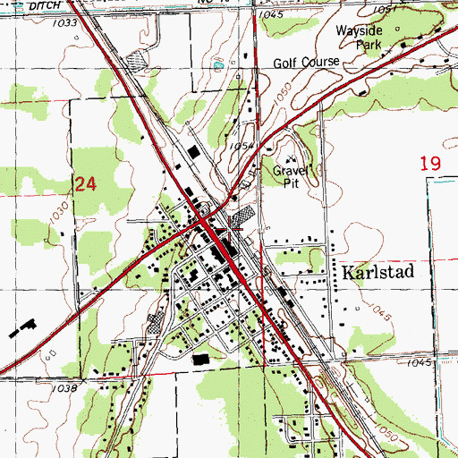 Topographic Map of Karlstad, MN