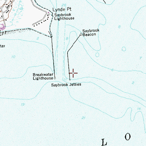 Topographic Map of Saybrook Jetties, CT