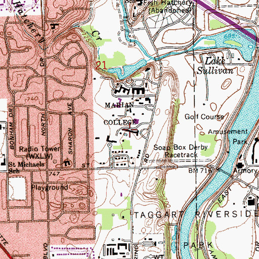 Topographic Map of Wheeler-Stokely Mansion, IN