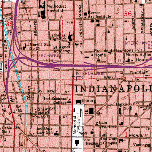 Topographic Map of Landmark Center, IN