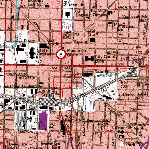 Topographic Map of Majestic Building, IN