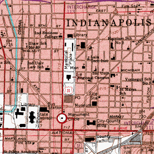 Topographic Map of Pennsylvania Center, IN