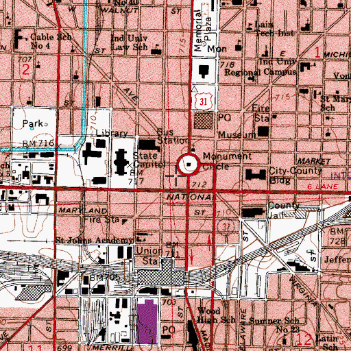 Topographic Map of Test Building, IN