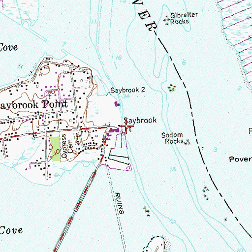 Topographic Map of Saybrook Point, CT