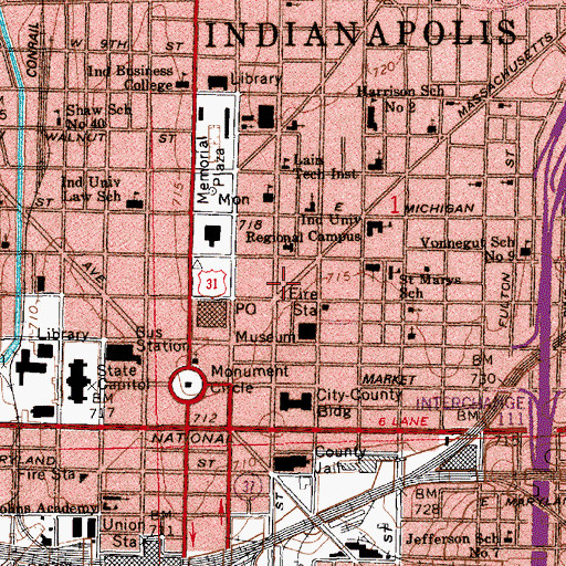 Topographic Map of Stout's Gray Building, IN