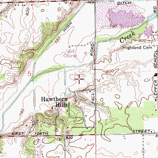 Topographic Map of Ironwood Golf Course, IN