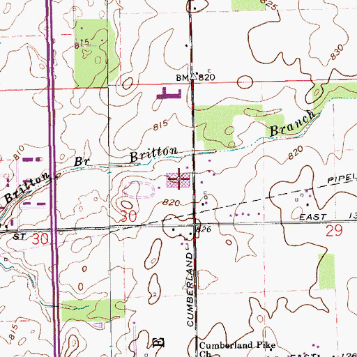 Topographic Map of Fishers Junior High School, IN