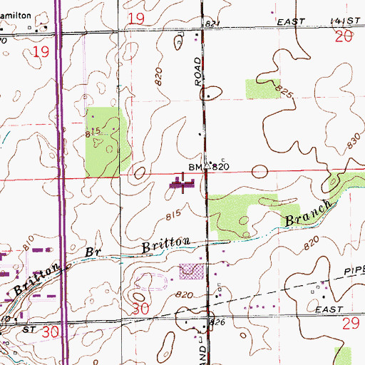 Topographic Map of Cumberland Road Elementary School, IN