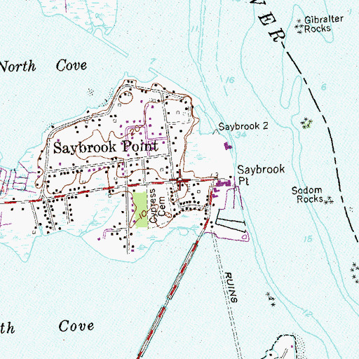 Topographic Map of Saybrook Point, CT
