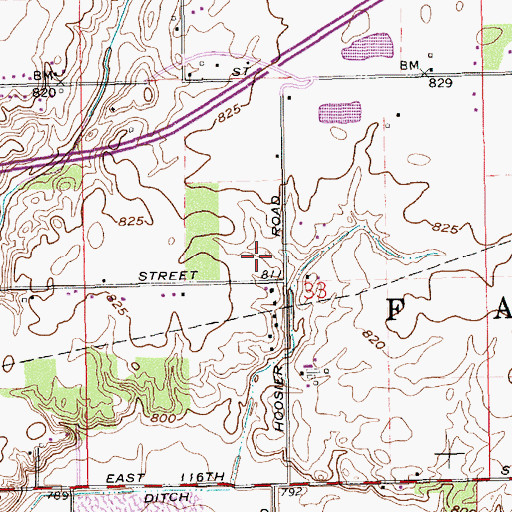 Topographic Map of Hoosier Road Elementary School, IN