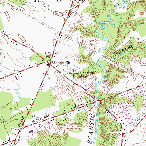 Topographic Map of Scantic Cemetery, CT