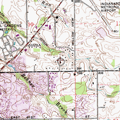 Topographic Map of Hamilton Hills, IN