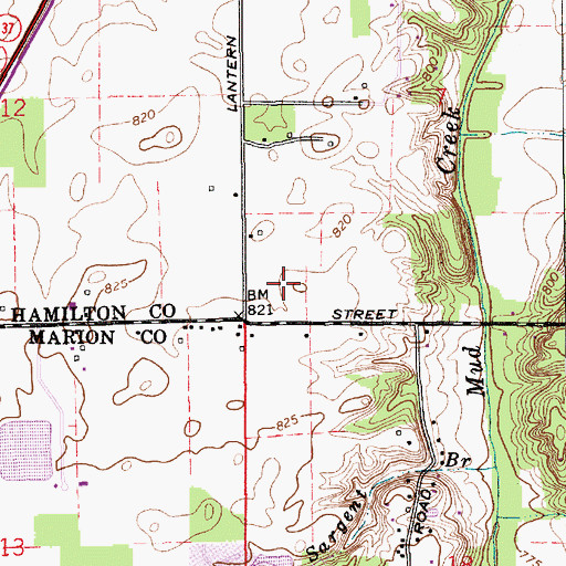 Topographic Map of Lantern Crossing, IN