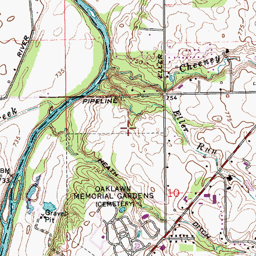 Topographic Map of Eller Trails, IN