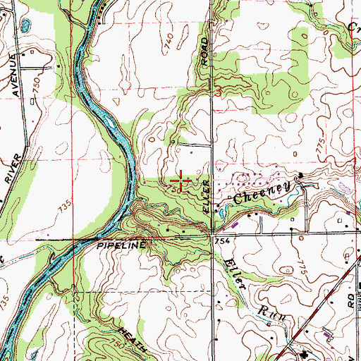 Topographic Map of White Horse Rapids, IN