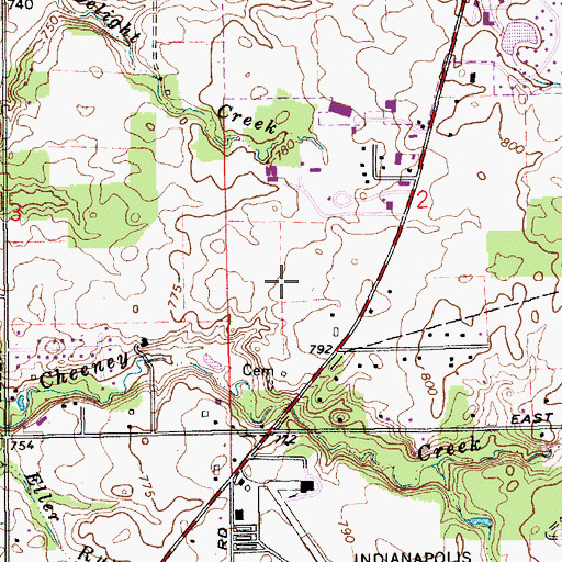 Topographic Map of Gatewood, IN