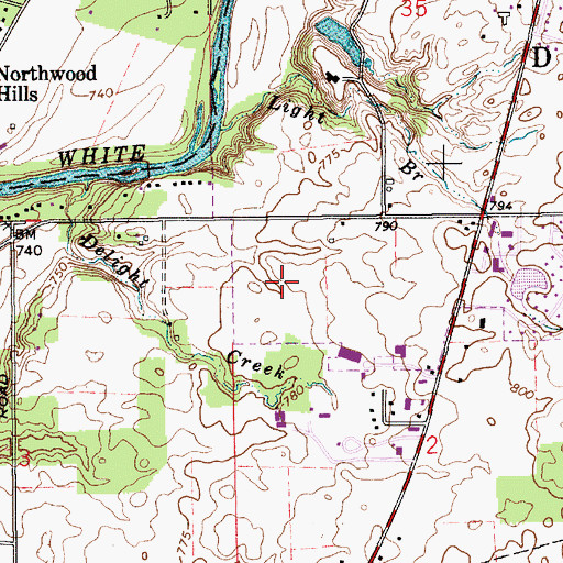 Topographic Map of Cherry Hill Farms, IN