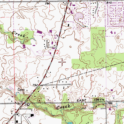 Topographic Map of Bluestone, IN