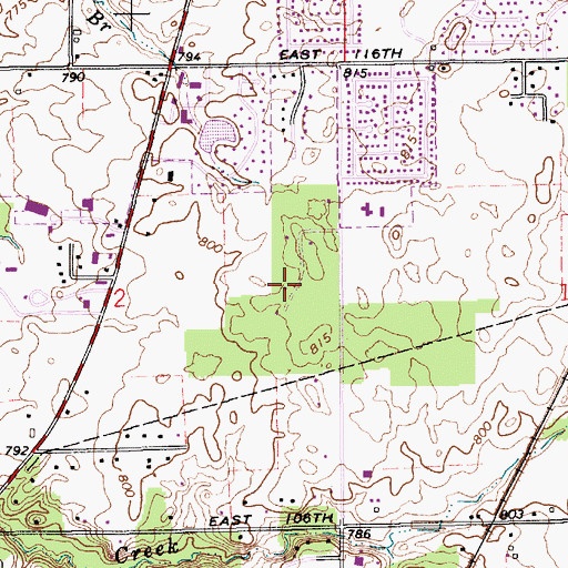 Topographic Map of Hickory Woods, IN