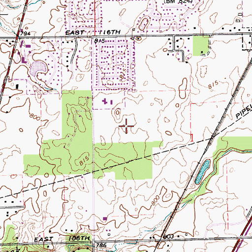 Topographic Map of Burberry Place, IN