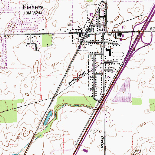 Topographic Map of Heritage Meadows, IN