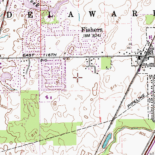 Topographic Map of Charleston Crossing, IN