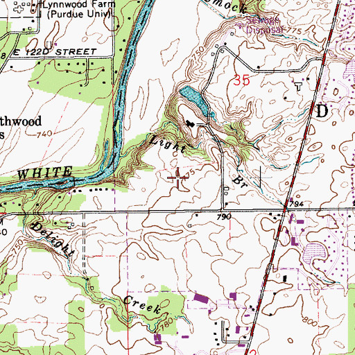 Topographic Map of River Edge, IN