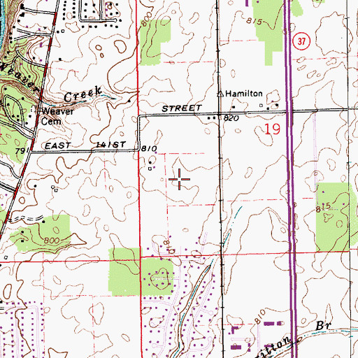 Topographic Map of Harrison Green, IN