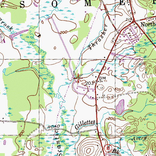 Topographic Map of Schanade Brook, CT