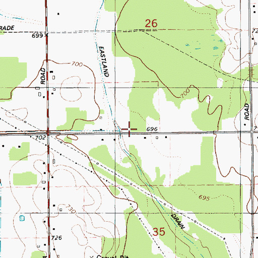 Topographic Map of Eastland Drain, MI