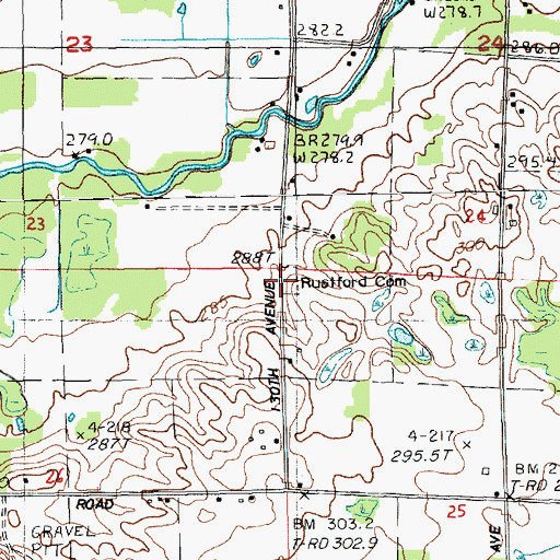 Topographic Map of Rustford Cemetery, MI