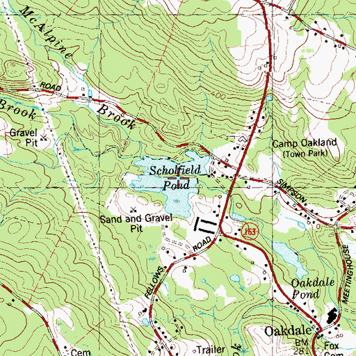 Topographic Map of Scholfield Pond, CT