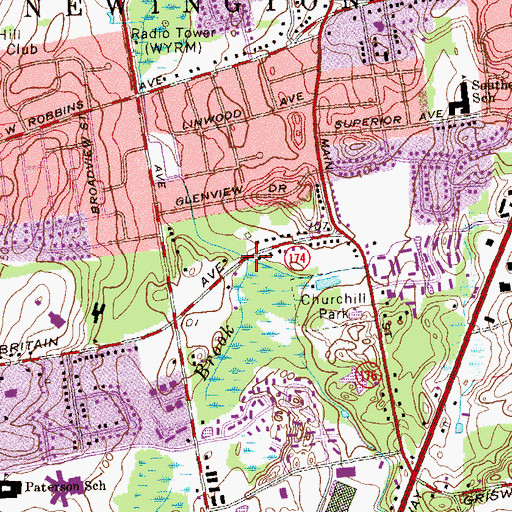 Topographic Map of Schoolhouse Brook, CT
