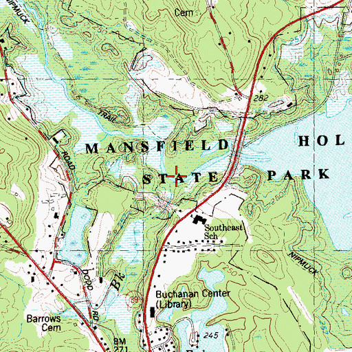 Topographic Map of Schoolhouse Brook, CT