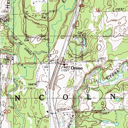 Topographic Map of Orono, MI