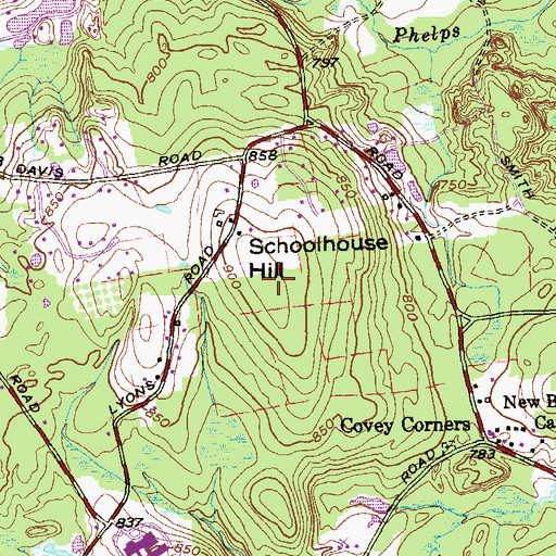 Topographic Map of Schoolhouse Hill, CT