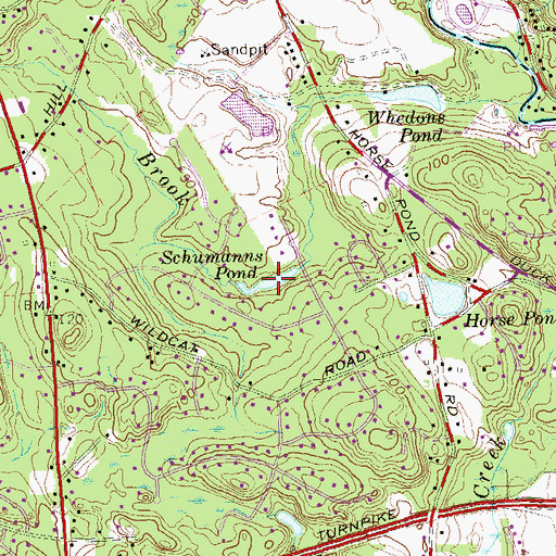Topographic Map of Schumanns Pond, CT