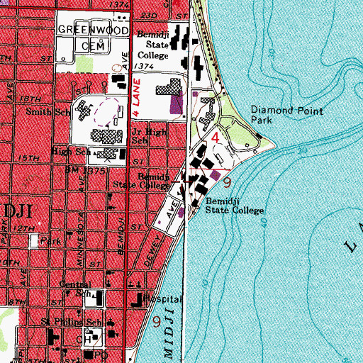 Topographic Map of Sanford Hall, MN
