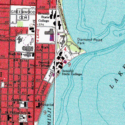 Topographic Map of Sattgast Hall of Science, MN