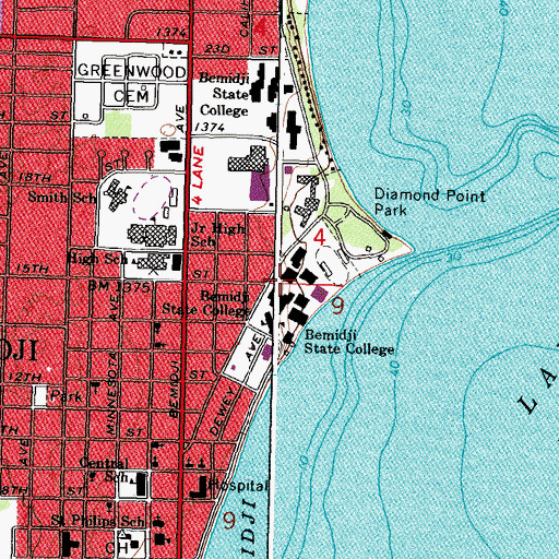 Topographic Map of A C Clark Library, MN