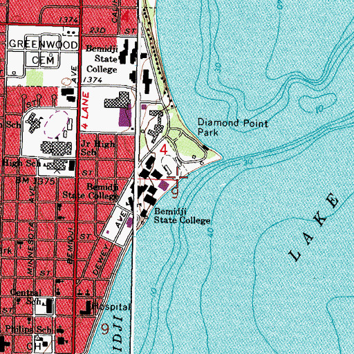 Topographic Map of Waterfront/Boat House, MN