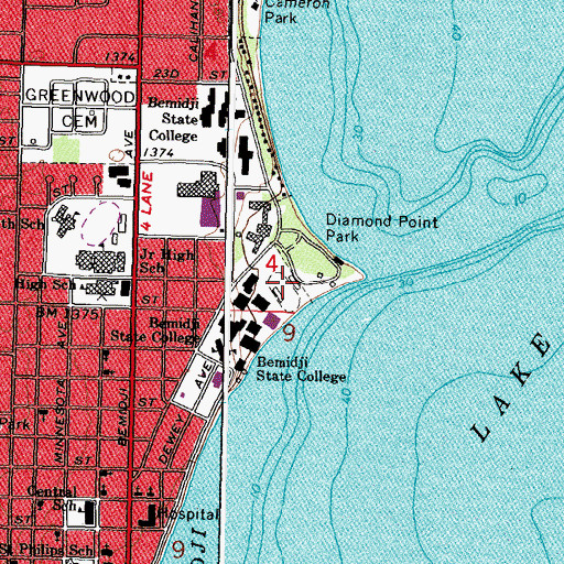 Topographic Map of Chet Anderson Stadium, MN