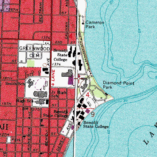 Topographic Map of Tamarack Hall, MN