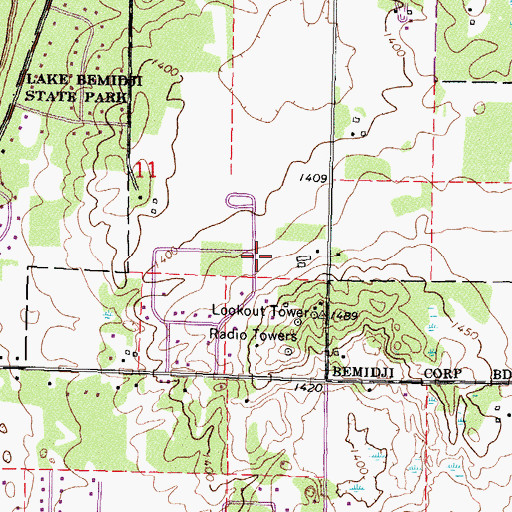 Topographic Map of Bahai Faith, MN